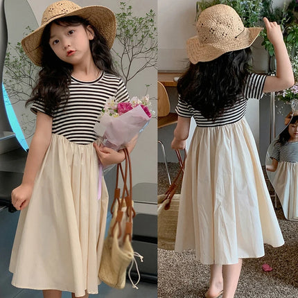 ☺︎ キッズワンピース 半袖ボーダードッキングワンピース - mamahalo shop - 半袖ワンピース -  べビー服 - 子供服 - 男の子 - 女の子