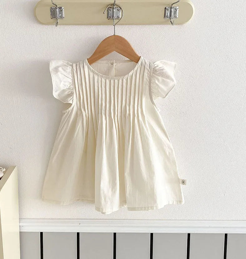 -キッズワンピース フリルスリーブ ピンタック サマードレス 3カラー【mh0005895】 - mamahalo shop - 半袖ワンピース -  べビー服 - 子供服 - 男の子 - 女の子