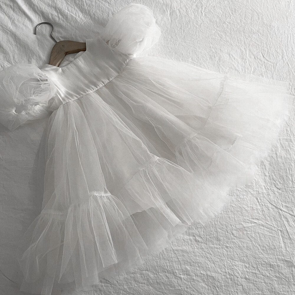 -ベビー チュチュ チュール 半袖 パフスリーブ サマードレス ワンピース ガールズ 発表会 お出かけ【mh0002542】 - mamahalo shop - 半袖ワンピース -  べビー服 - 子供服 - 男の子 - 女の子