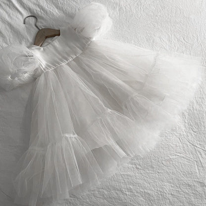 -ベビー チュチュ チュール 半袖 パフスリーブ サマードレス ワンピース ガールズ 発表会 お出かけ【mh0002542】 - mamahalo shop - 半袖ワンピース -  べビー服 - 子供服 - 男の子 - 女の子