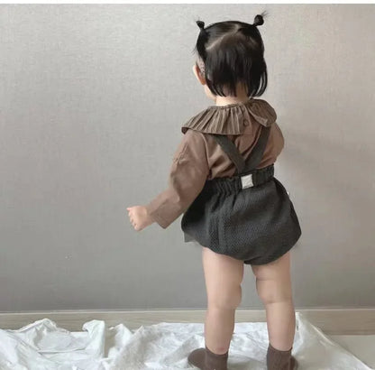 -ベビートップス フリルサークル襟長袖Tシャツ 3カラー - mamahalo shop - 長袖Tシャツ -  べビー服 - 子供服 - 男の子 - 女の子