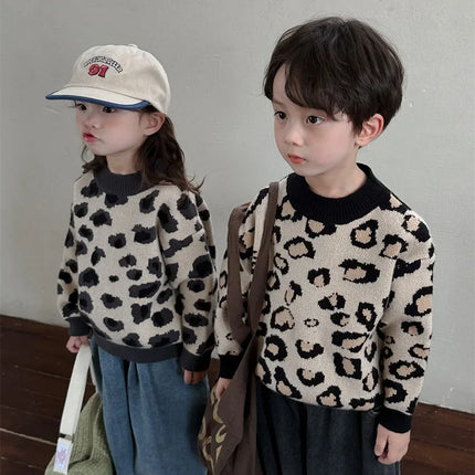 キッズトップス ニットセーター レオパード ヒョウ柄 プルオーバー - mamahalo shop - ニット・セーター - ベビー服 - 子供服 - 男の子 - 女の子