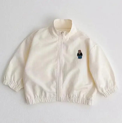 -ベビーアウター ウィンドブレーカー ジャンパー ジッパージャケット ベアくまワンポイント 日除け クーラー対策 4カラー - mamahalo shop - ショートコート・ジャケット・ジャンパー -  べビー服 - 子供服 - 男の子 - 女の子