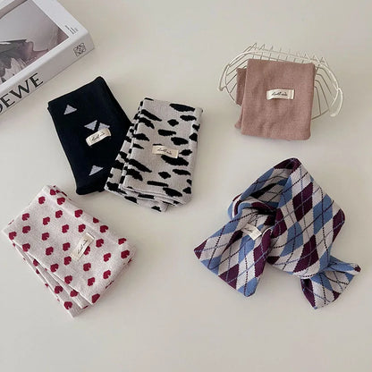 -キッズマフラー ネックウォーマー ニットスカーフ 幾何学 レオパード 無地 - mamahalo shop - ネックウォーマー -  べビー服 - 子供服 - 男の子 - 女の子