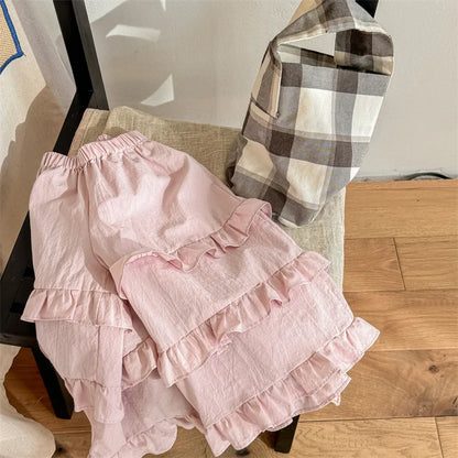 -キッズパンツ ティアードフリルロングワイドルーズパンツ 3カラー - mamahalo shop - ロングパンツ・スウェットパンツ -  べビー服 - 子供服 - 男の子 - 女の子