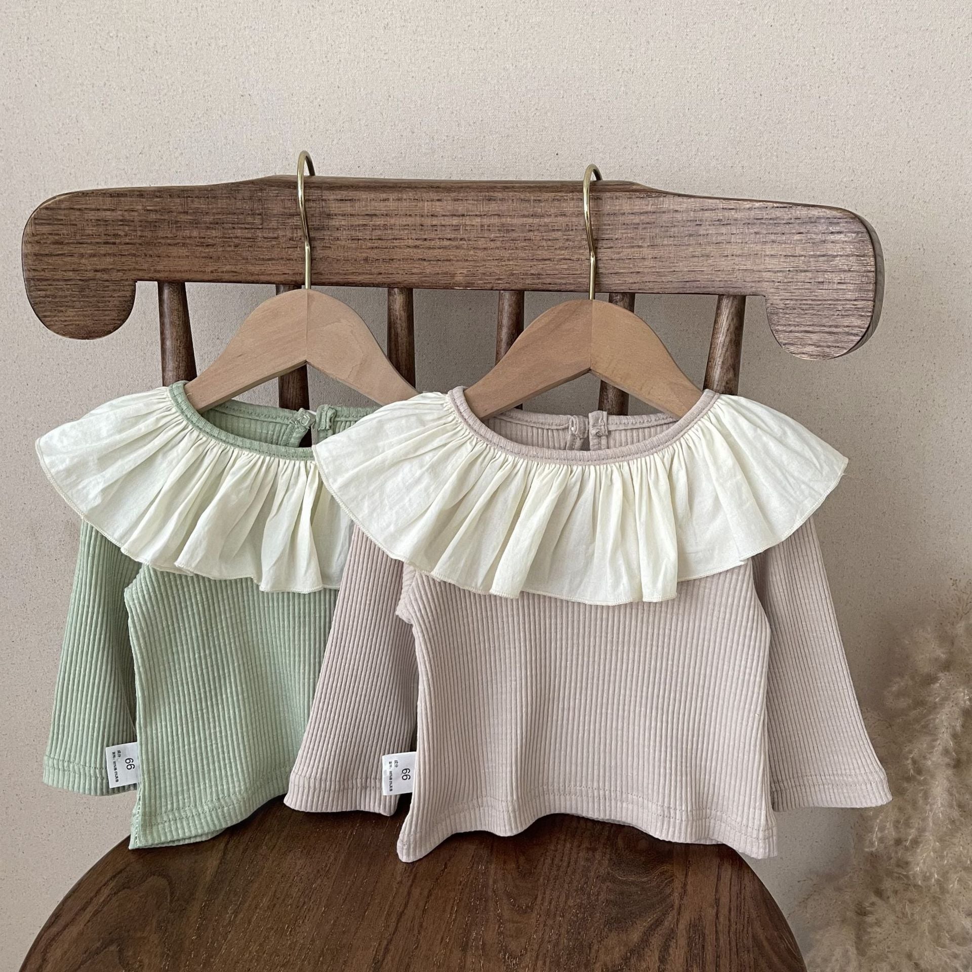 -ベビー フリル サークルカラー ピエロカラー 長袖 Tシャツ トップス ガールズ - mamahalo shop - 長袖Tシャツ -  べビー服 - 子供服 - 男の子 - 女の子