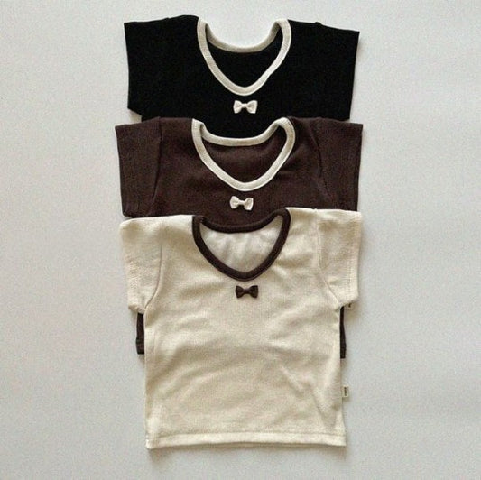-ベビートップス 半袖Tシャツ リボン 3カラー - mamahalo shop - 半袖Tシャツ -  べビー服 - 子供服 - 男の子 - 女の子