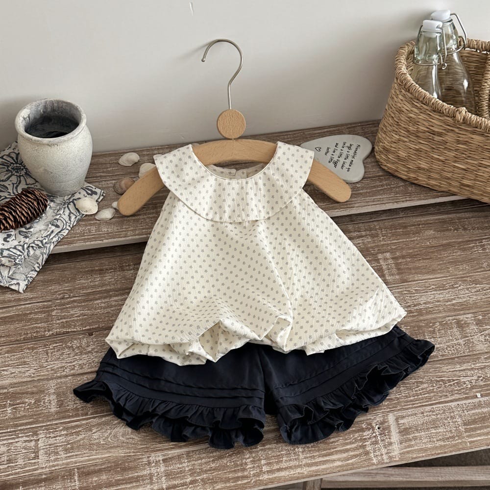 フラワー サークルカラー Aライン ノースリーブ トップス ショートパンツ【mh0013790】 mamahalo kids ノースリーブセットアップ
