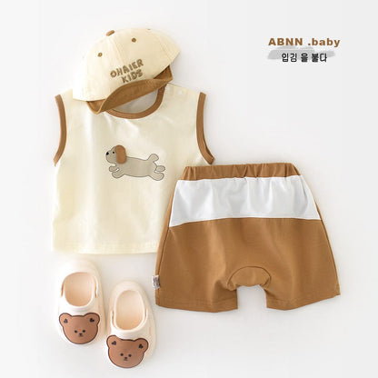 ノースリーブセットアップ ドッグタンクトップ+ショートパンツセットアップ 2点セット【mh0009602】