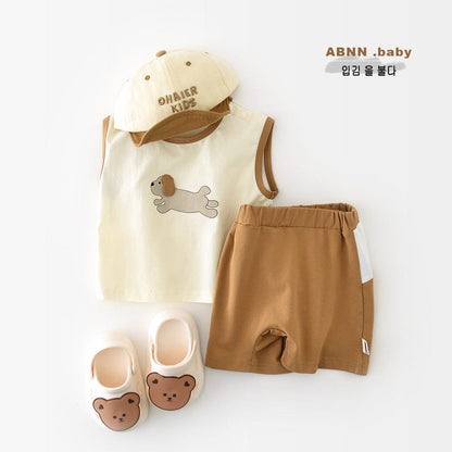 ノースリーブセットアップ ドッグタンクトップ+ショートパンツセットアップ 2点セット【mh0009602】