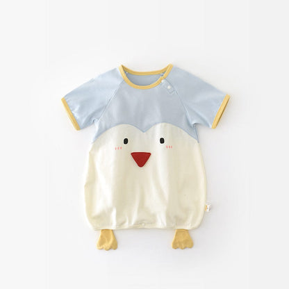 半袖ロンパース Blue / S ひよこアップリケ半袖ロンパース【mh0009613】