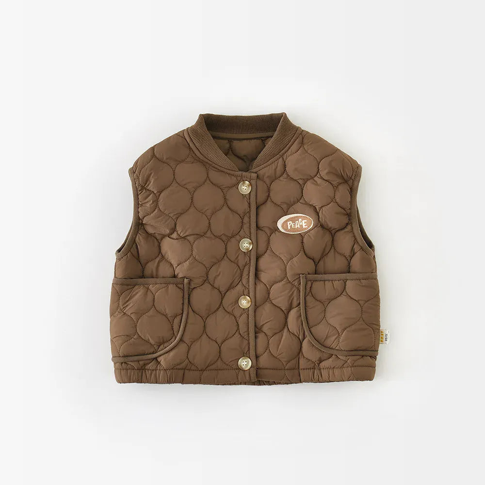 ベスト Brown / 9M  73CM ベビーキッズベスト キルティングパデッドアウターベスト【mh0007841】