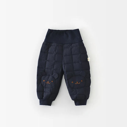 ロングパンツ・スウェットパンツ Dark Blue / 9M  73CM ベビーパンツ キルティングベアくま膝パッチハイウェスト防寒ロングパンツ【mh0007824】