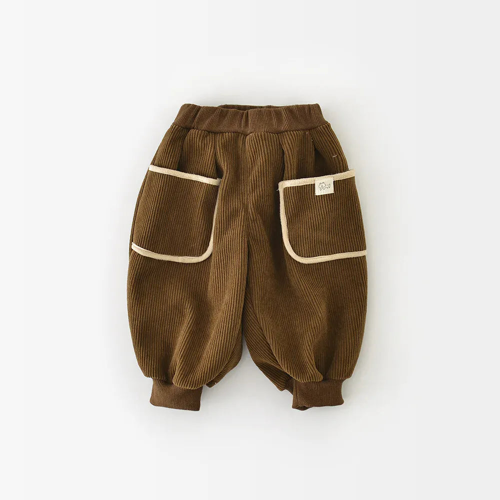 ロングパンツ・スウェットパンツ Dark Brown / 9M  73CM ベビーキッズパンツ コーデュロイ裏フリースポケットロングジョガーパンツ【mh0007844】