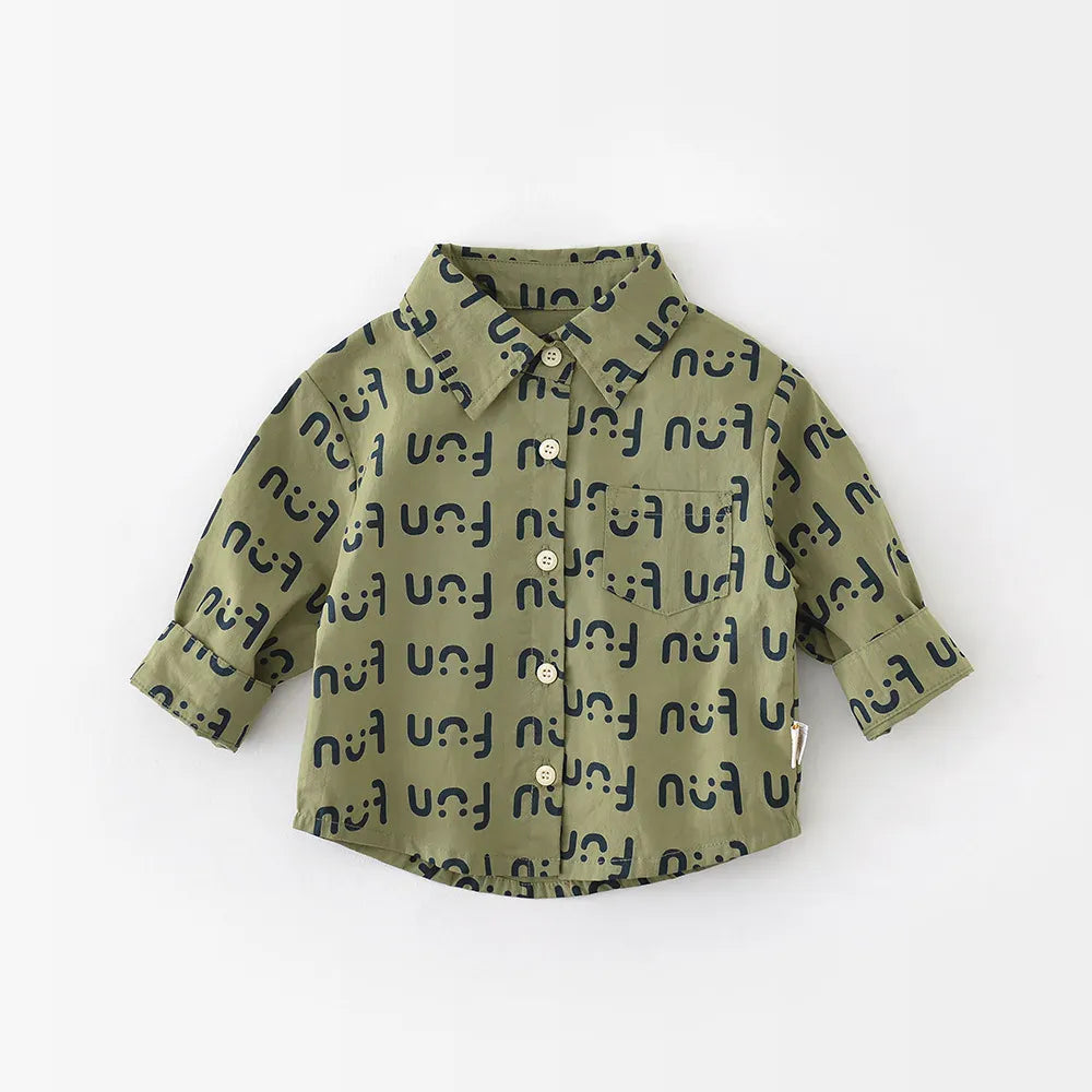 長袖シャツ・ブラウス Green / 73cm 6-9M ベビートップス プリントロゴ長袖シャツ グリーン【mh0007163】