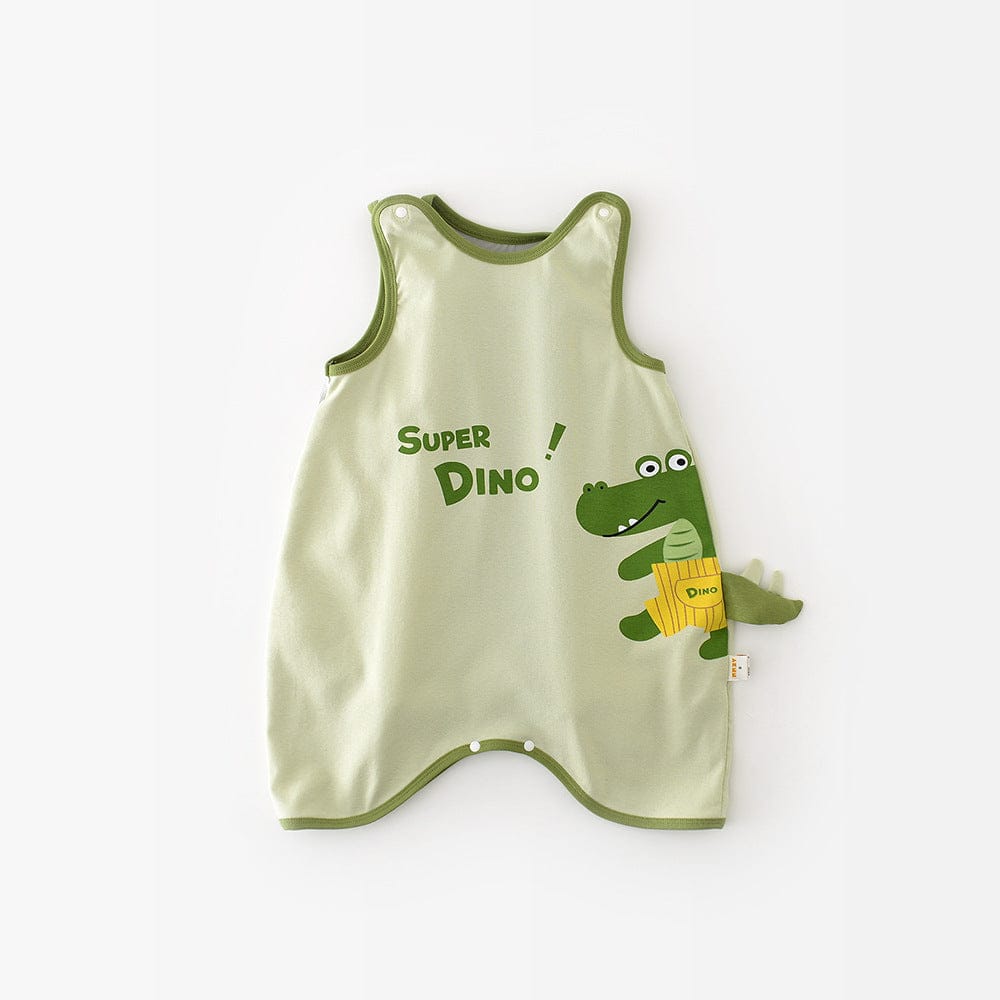 ノースリーブロンパース Green / S ディノ恐竜ノースリーブボディスーツ【mh0009603】