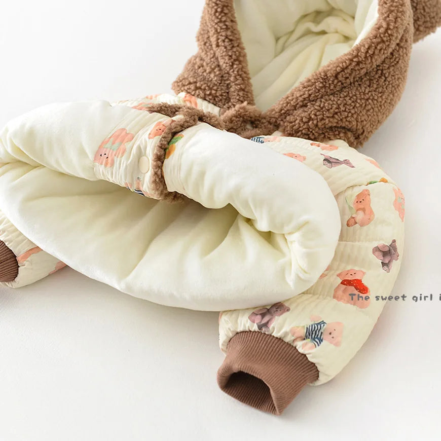 ショートコート・ジャケット・ジャンパー ベビーアウター 裏フリースジャケット くま耳フーディコート ボアフリースフード【mh0003427】