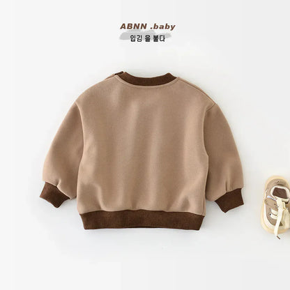 トレーナー・フーディ ベビーキッズトップス 犬ドッグアップリケ裏フリース長袖スウェットシャツプルオーバー【mh0007791】