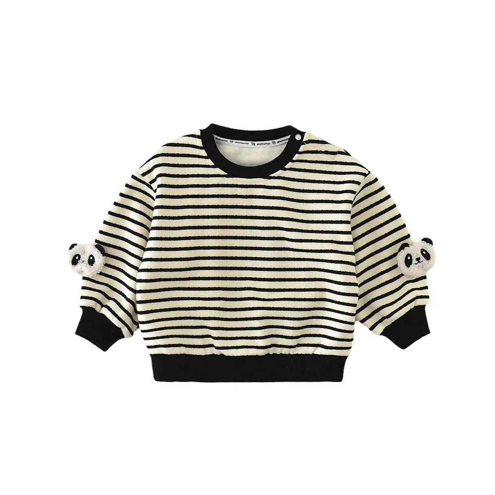 トレーナー・フーディ ベビートップス ボーダーパンダ裏フリース長袖スウェットシャツプルオーバー【mh0007794】