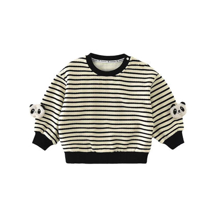 トレーナー・フーディ ベビートップス ボーダーパンダ裏フリース長袖スウェットシャツプルオーバー【mh0007794】