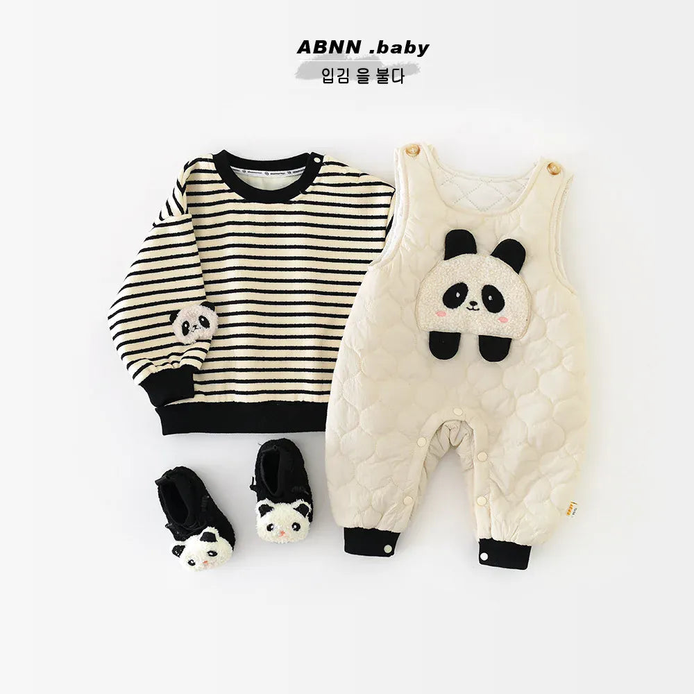 トレーナー・フーディ ベビートップス ボーダーパンダ裏フリース長袖スウェットシャツプルオーバー【mh0007794】