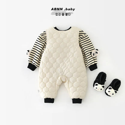 トレーナー・フーディ ベビートップス ボーダーパンダ裏フリース長袖スウェットシャツプルオーバー【mh0007794】