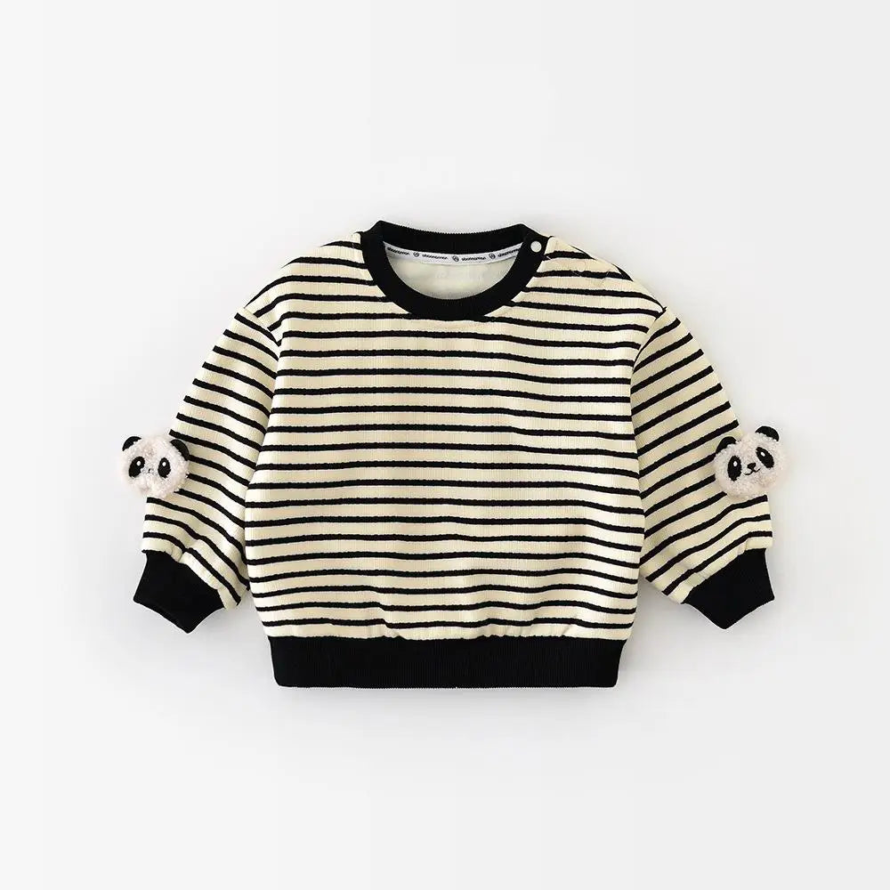 トレーナー・フーディ ベビートップス ボーダーパンダ裏フリース長袖スウェットシャツプルオーバー【mh0007794】
