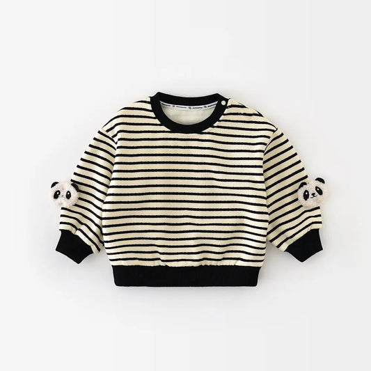 トレーナー・フーディ ベビートップス ボーダーパンダ裏フリース長袖スウェットシャツプルオーバー【mh0007794】