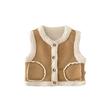 ベスト ベビーキッズベスト フェイクムートン裏ボアフリースベスト【mh0007804】