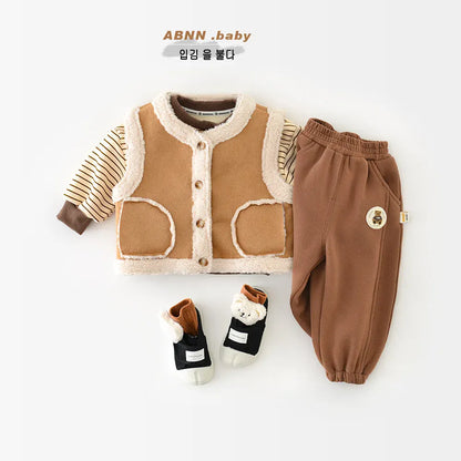 ベスト ベビーキッズベスト フェイクムートン裏ボアフリースベスト【mh0007804】