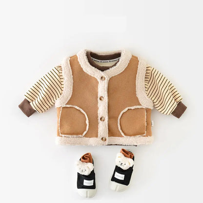 ベスト ベビーキッズベスト フェイクムートン裏ボアフリースベスト【mh0007804】