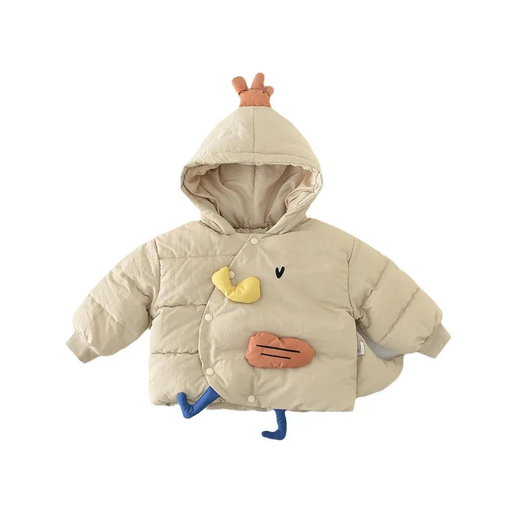 ショートコート・ジャケット・ジャンパー ベビーキッズアウター あひるダックパッチワークフーディパデッドジャケットコート【mh0007843】