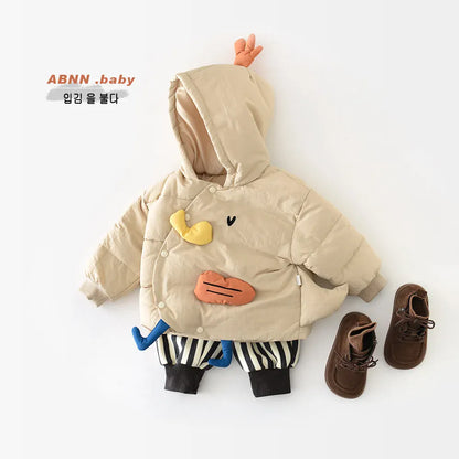 ショートコート・ジャケット・ジャンパー ベビーキッズアウター あひるダックパッチワークフーディパデッドジャケットコート【mh0007843】