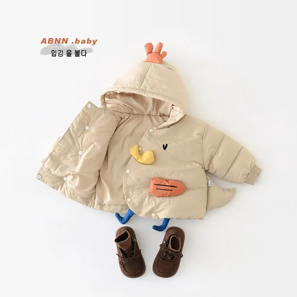 ショートコート・ジャケット・ジャンパー ベビーキッズアウター あひるダックパッチワークフーディパデッドジャケットコート【mh0007843】