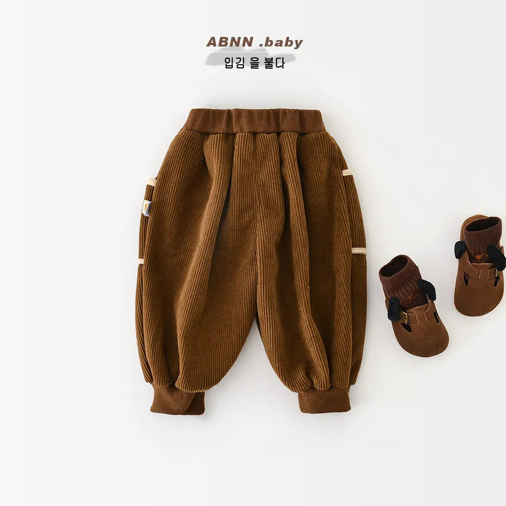ロングパンツ・スウェットパンツ ベビーキッズパンツ コーデュロイ裏フリースポケットロングジョガーパンツ【mh0007844】