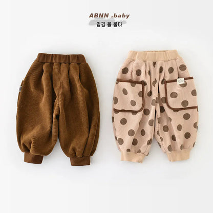 ロングパンツ・スウェットパンツ ベビーキッズパンツ コーデュロイ裏フリースポケットロングジョガーパンツ【mh0007844】