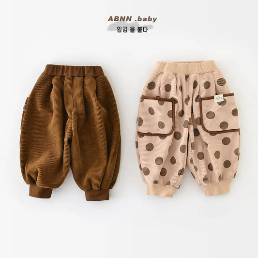 ロングパンツ・スウェットパンツ ベビーキッズパンツ コーデュロイ裏フリースポケットロングジョガーパンツ【mh0007844】