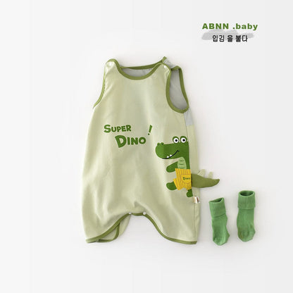 ノースリーブロンパース ディノ恐竜ノースリーブボディスーツ【mh0009603】