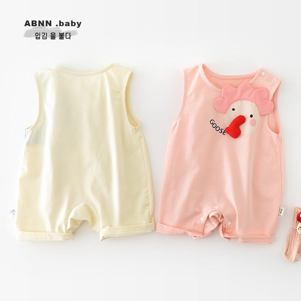 ノースリーブロンパース ぞうアップリケノースリーブロンパース【mh0009607】