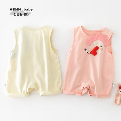 ノースリーブロンパース ぞうアップリケノースリーブロンパース【mh0009607】