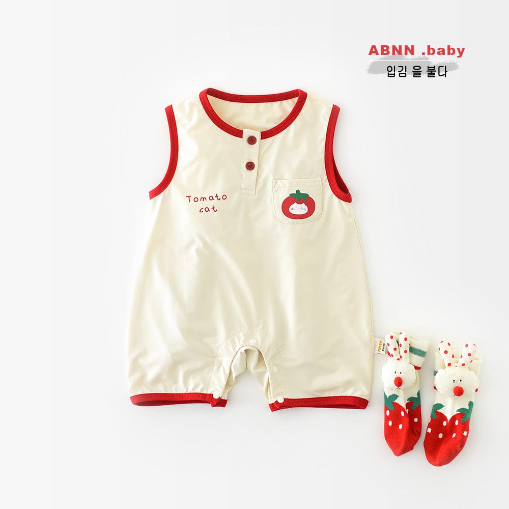 ノースリーブロンパース トマトねこノースリーブロンパース【mh0009616】