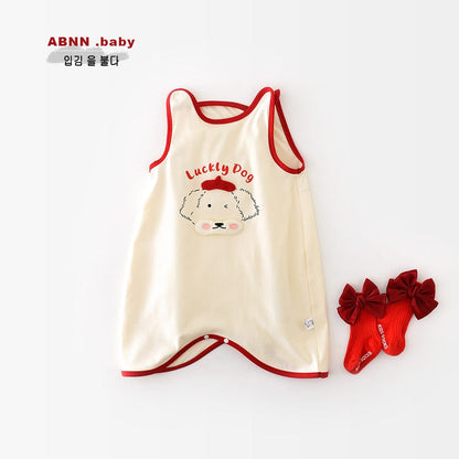 ノースリーブロンパース ラッキードッグノースリーブロンパース【mh0009617】