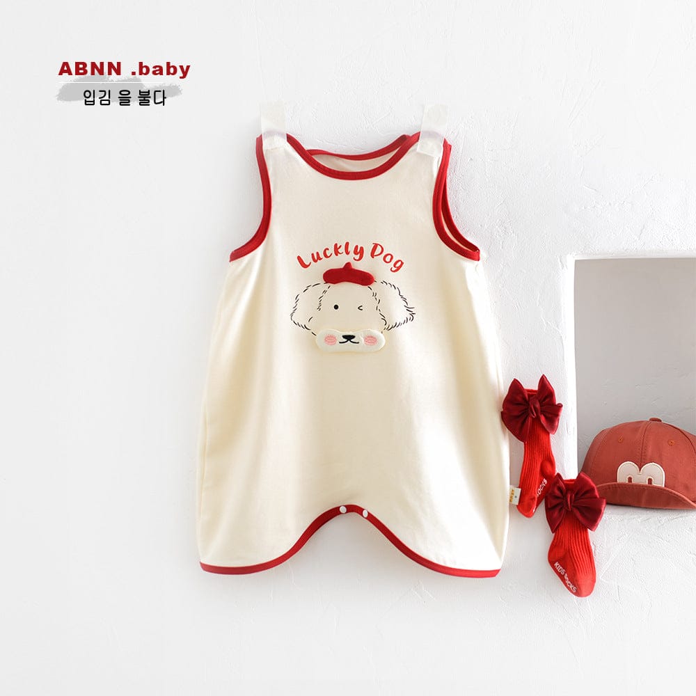 ノースリーブロンパース ラッキードッグノースリーブロンパース【mh0009617】