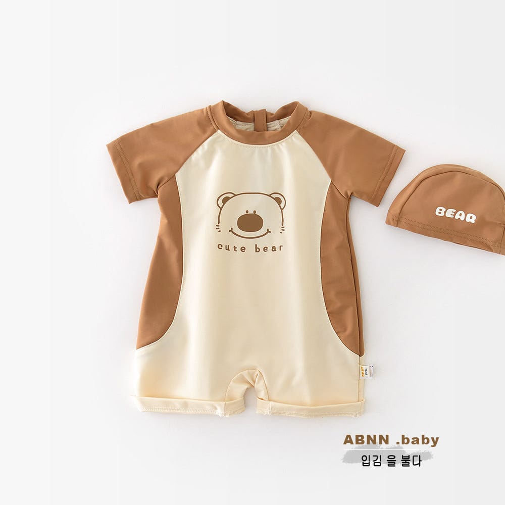 ベビー用水着 ボーイズ水着 ベアくまジップアップ半袖つなぎスイムウェア【mh0009623】