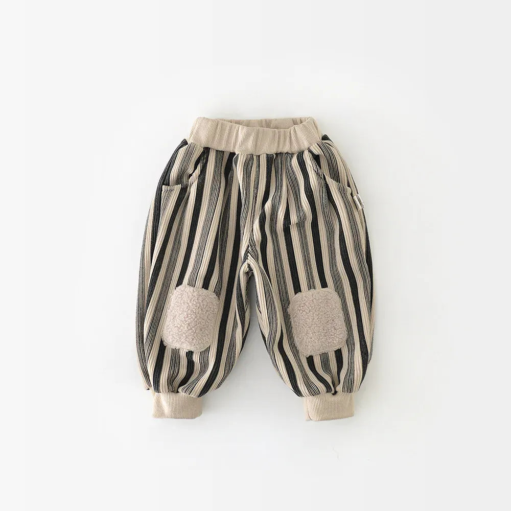 ロングパンツ・スウェットパンツ Stripe / 9M  73CM ベビーキッズパンツ ストライプ/無地膝あてパッチワークロングルーズジョガーパンツ【mh0007822】