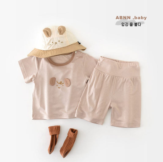 半袖セットアップ アニマルアップリケ半袖Tシャツ+ショートパンツセットアップ 2点セット【mh0009612】