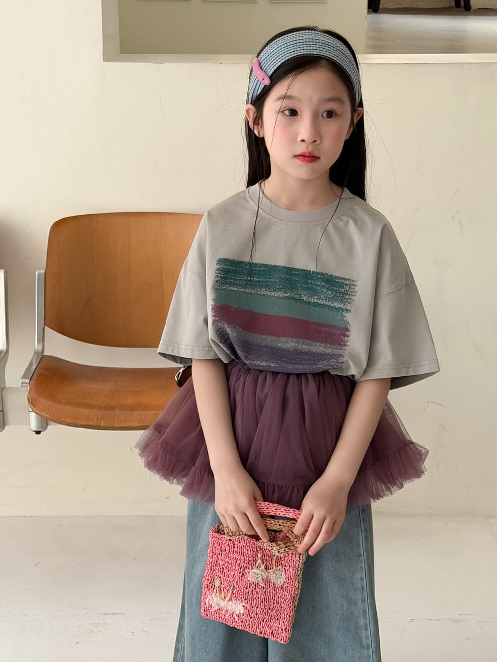 Abstract Artistic Painting Printed Tee ニュアンスアート 半袖Tシャツ【mh0013516】 Light Gray / 100cm KUMAI.KIDS 半袖Tシャツ