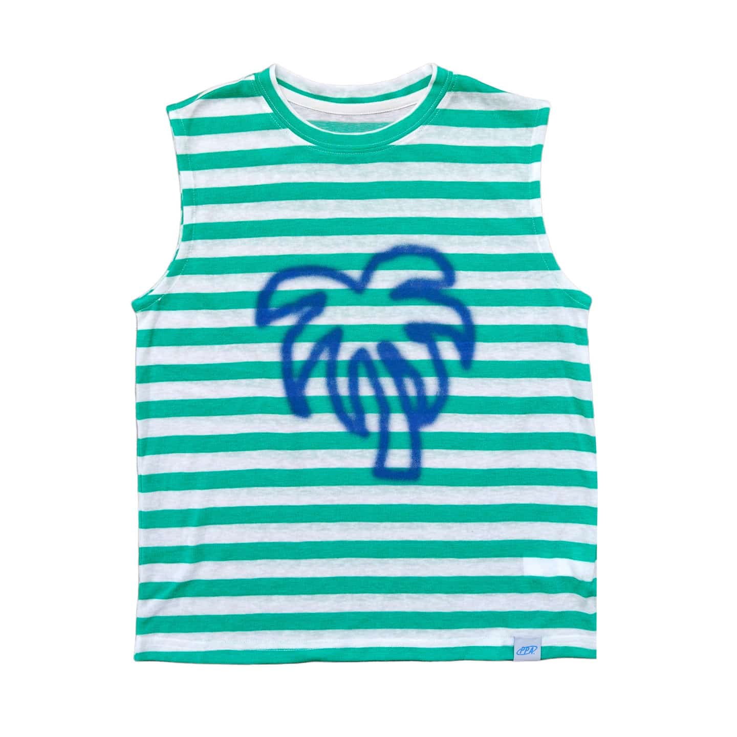 Abstract Doodle Graphic Tank ボーダー柄ノースリーブトップス【mh0013620】 Green Stripe / 110cm ppapa タンクトップ・キャミソール・ノースリーブトップス