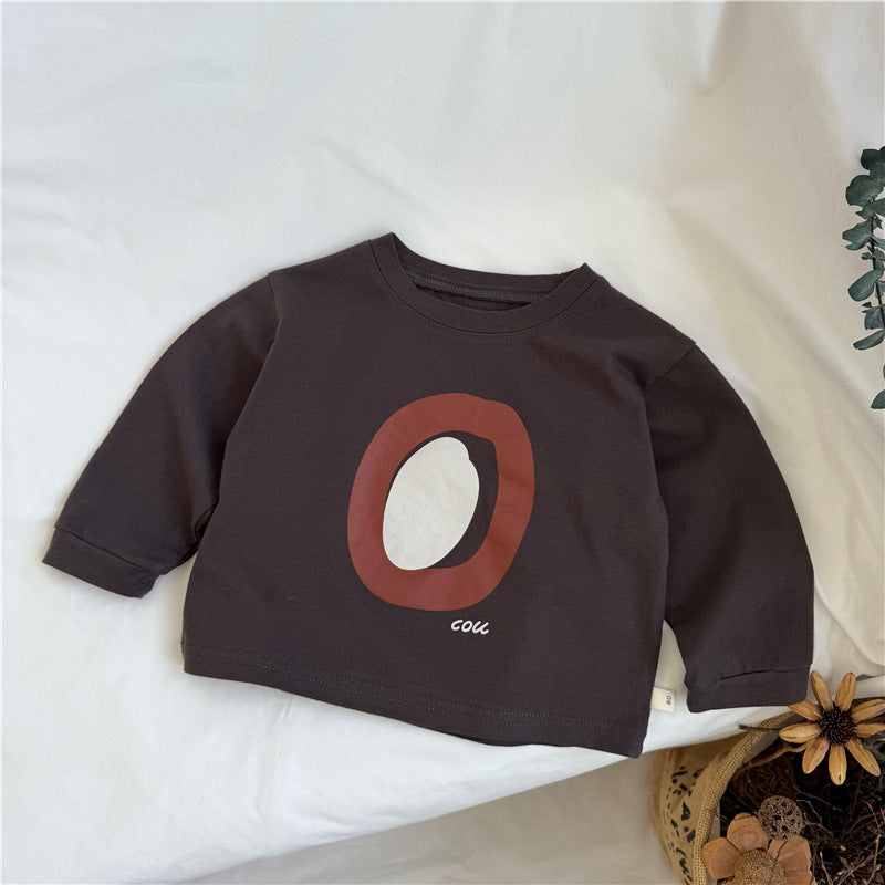 Abstract Geometric Print Long Sleeve T 北欧風 幾何学プリント 長袖Tシャツ【mh0012273】 Charcoal Gray / 80cm GL-Kids