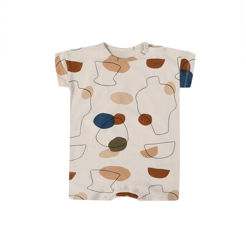 Abstract Geometric Print Romper 幾何学 ロンパース【mh0013602】 Apricot Short Sleeve / 66cm Beitaoya 半袖Tシャツ